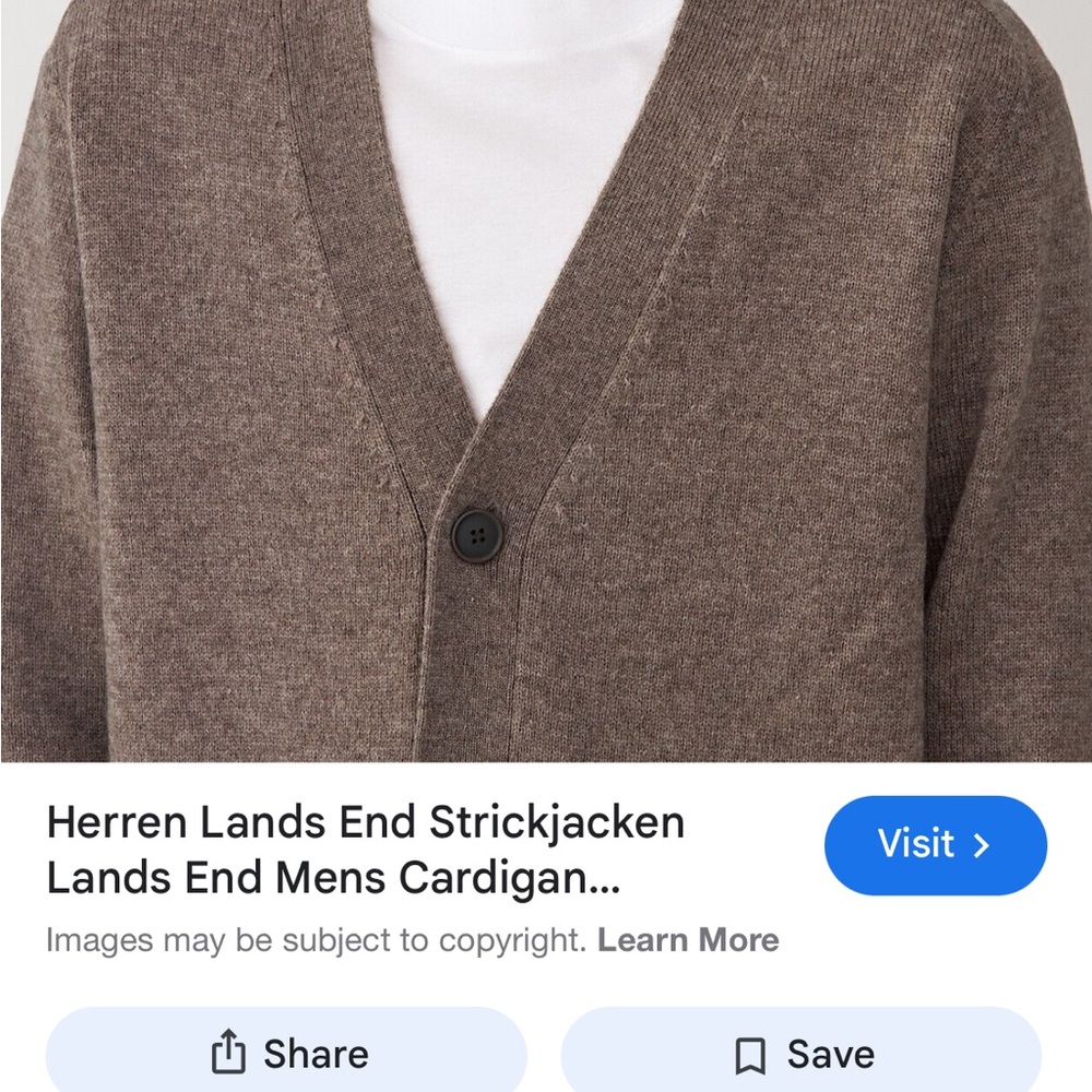 Lands' End Men's Tan Cardigan Sweater